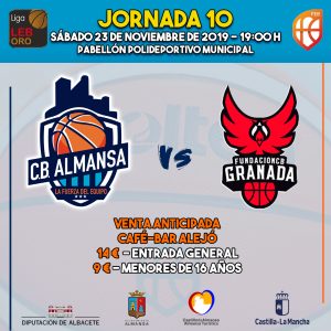 Cartel del partido que enfrentará al Afanion CB Almansa y a Coviran Granada